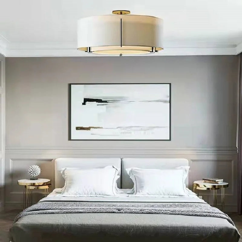 plafonnier led chinois en tissu artistique lampe décorative douce - vue 6 sur 8