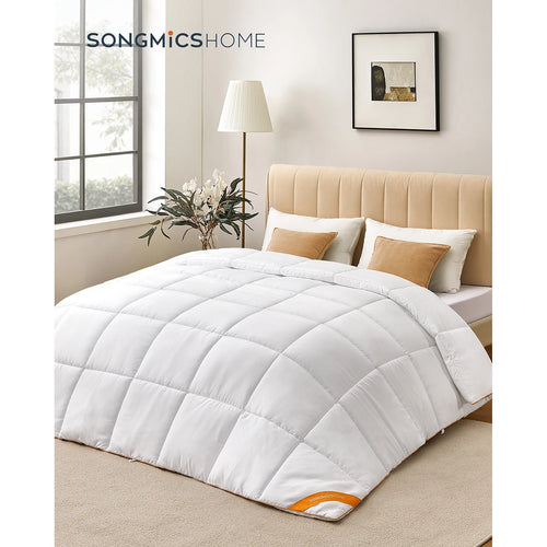 Couette, Duvet 220 x 240 cm, Couette Matelassée avec 8 Boucles, Édredon 300 GSM, Couette King Size, Blanc - vue 2 sur 7