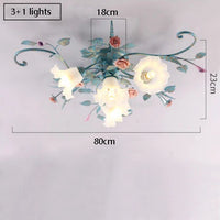 Romantique Chaud Fleur Plafonniers Fer Princesse Chambre Lampe Fille Salle De Mariage Luminaires Plafonniers Suspendus Pour La Maison Chambre