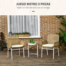 ensemble table et chaises de jardin naturel 3 pièces
