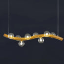 suspension luminaire en bois massif et verre simple