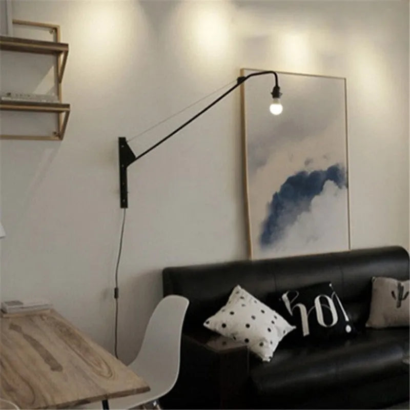 Vitra Potence Applique Loft Pays Américain Industriel Pipe Lumière Chevet Long Bras Swing Éclairage E27 Cuisine Décoration Murale Lumière - vue 5 sur 7