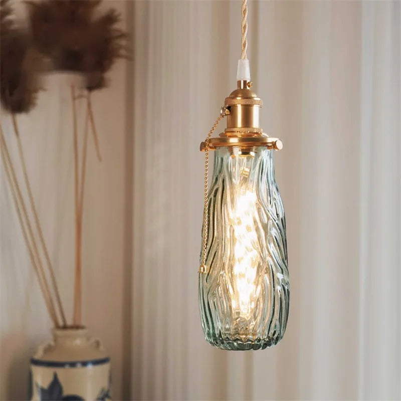 lustre nordique rétro en laiton avec interrupteur à tirage - vue 5 sur 12