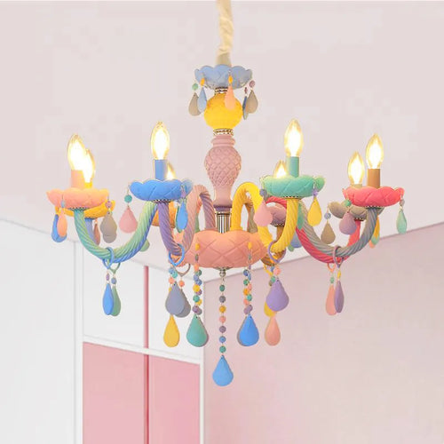 lustre cristal bougie deco intérieur led suspendue - vue 3 sur 13
