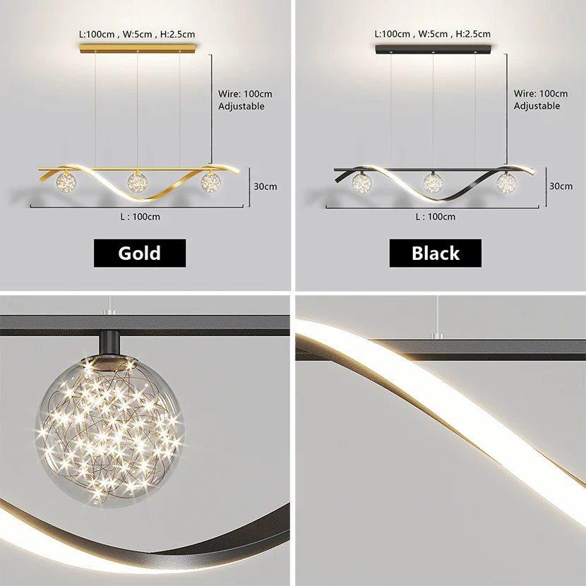 lustre sandyha led étoiles en boule de verre clair suspendue - vue 7 sur 8