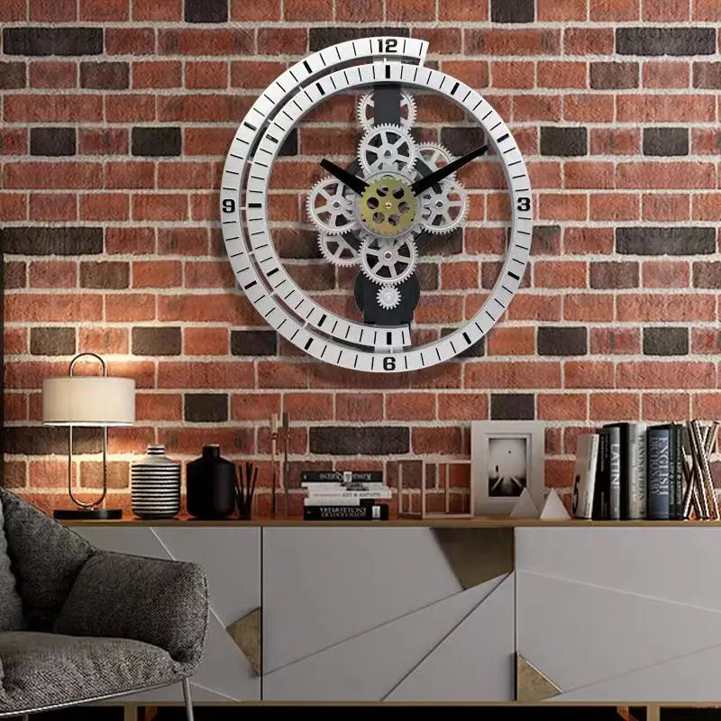 Industrial Gear Rotating Wall Clock, Silent Clock, Modern Design,Home Living Room,European Office Art Wall Decoration Horologe - vue 5 sur 9