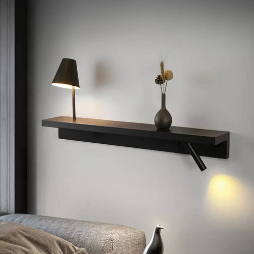Rotating wall light with shelf and spotlight switch for decoration - vue 2 sur 14