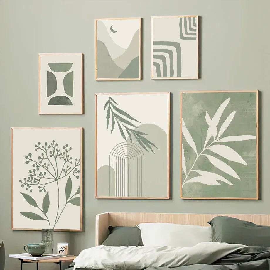 plante géométrique abstraite art mural boho pour décoration intérieure - vue 3 sur 15
