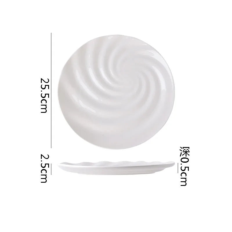 Assiette plate céramique motif filet cuisine design