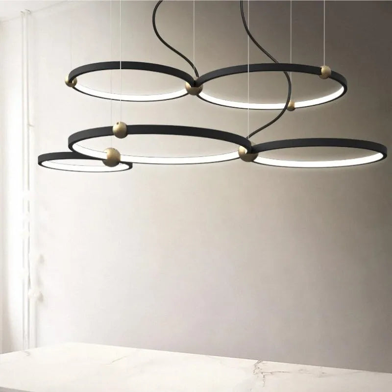 lustre moderne avec anneau suspension led pour décoration suspendue - vue 4 sur 9