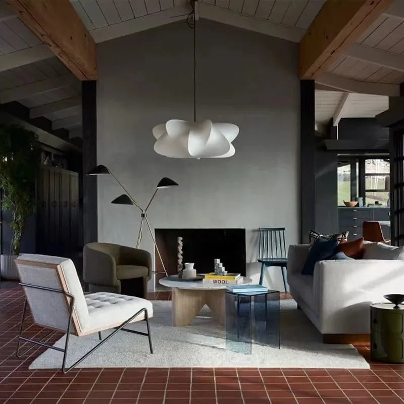 West Elm Cirrus minimalist Nordic silk pendant light for living room, dining room, or bedroom, Japanese style - vue 4 sur 17