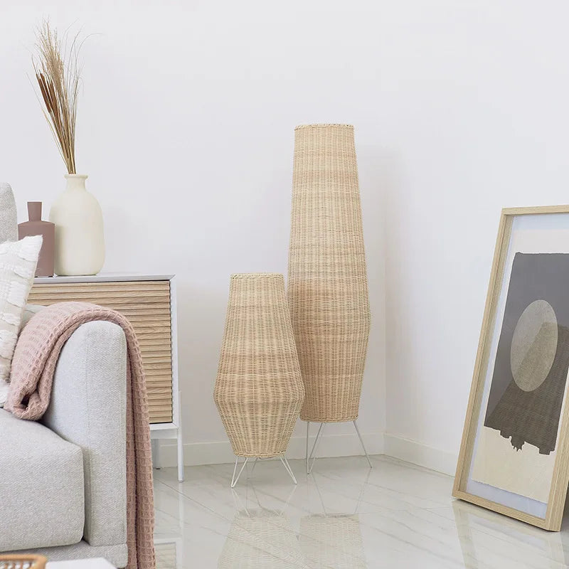 Lampadaire rotin naturel minimaliste - vue 3 sur 8