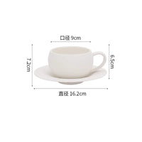 Tasse café rétro motif pierre brûlée soucoupe céramique