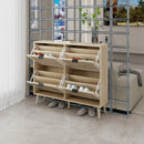 Shoe Cabinet Retro Country House Style, with 4 Rattan Flaps, Wooden Shoe Rack, Shoe Storage Chest for 20-36 Pairs of Shoes