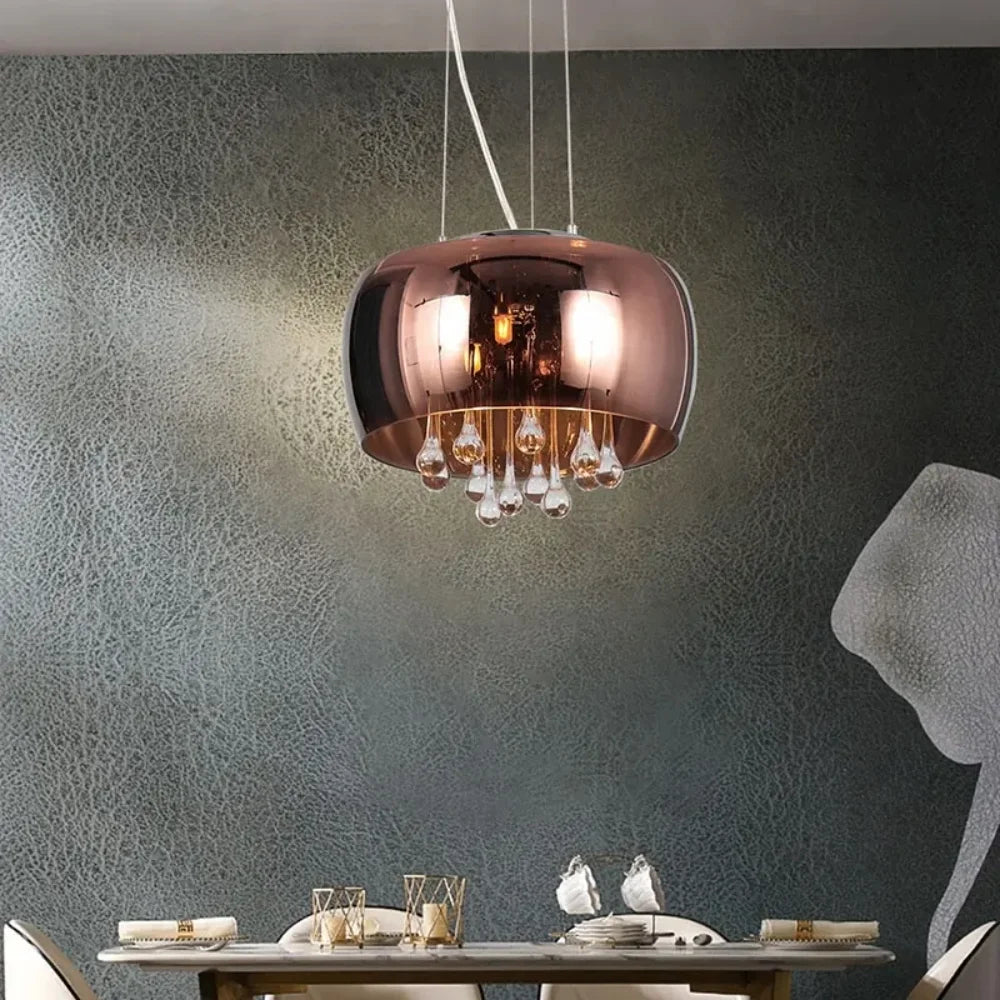 Lustre en verre de cristal de luxe moderne pour salon fumée Cognac plafonnier luminaires suspendus Suspension en verre - vue 4 sur 10