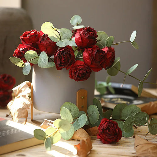 bouquet de roses artificielles en soie décorations rétro pour divers espaces - vue 6 sur 9