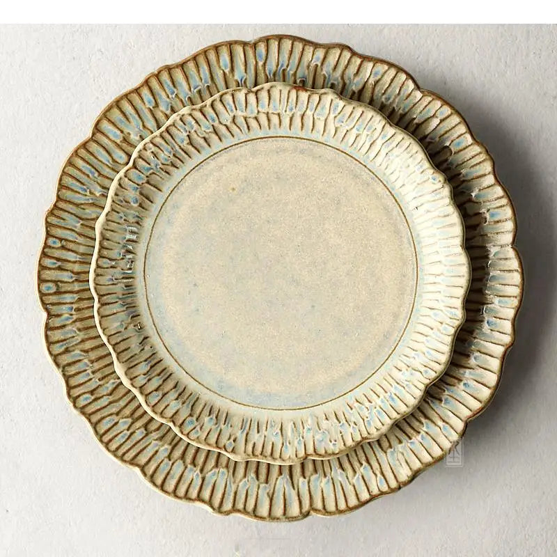 Assiettes plates ceramique relief retro style gastronomique - vue 4 sur 7