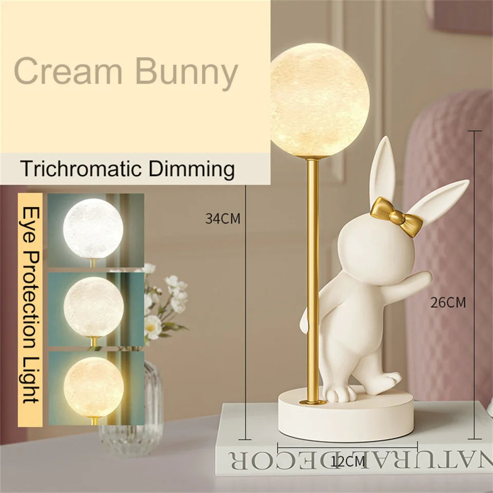 Lampe de Table en forme de lapin rose nordique - vue 10 sur 16
