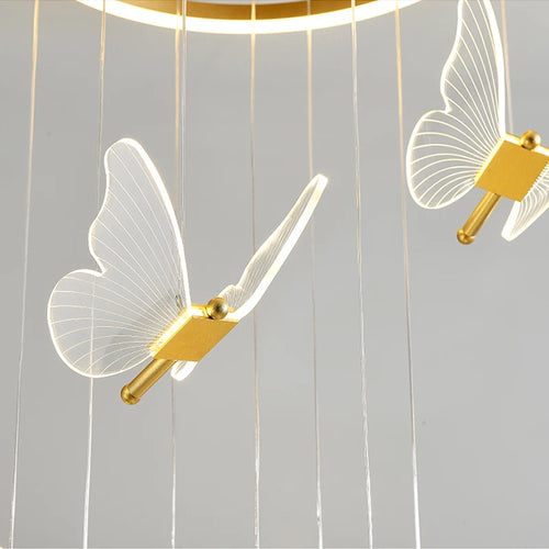 lustre d'escalier moderne acrylique forme de papillon Duplex salon salle à manger Art LED lustre d'escalier lustre en cristal - vue 6 sur 13
