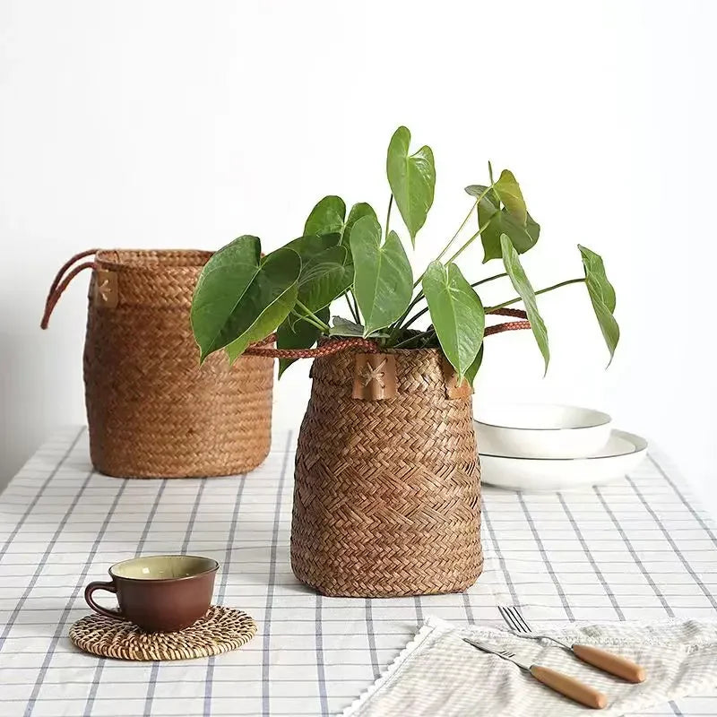 panier de rangement rotin tissé pour fleurs et cadeaux - vue 6 sur 8