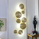 Lotus leaf gold copper LED wall sconce with G4 bulbs, vintage retro bedside and living room light