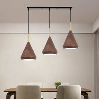 Nordic metal chandelier with wood-effect for minimalist interior decor