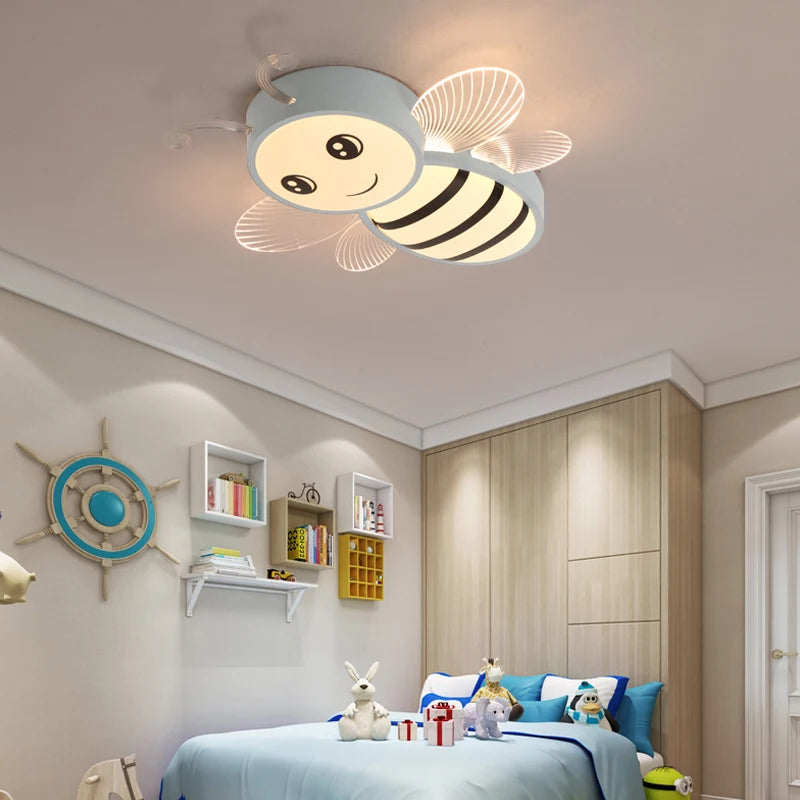 plafonnier abeille rose et or pour l'éclairage des enfants - vue 4 sur 9