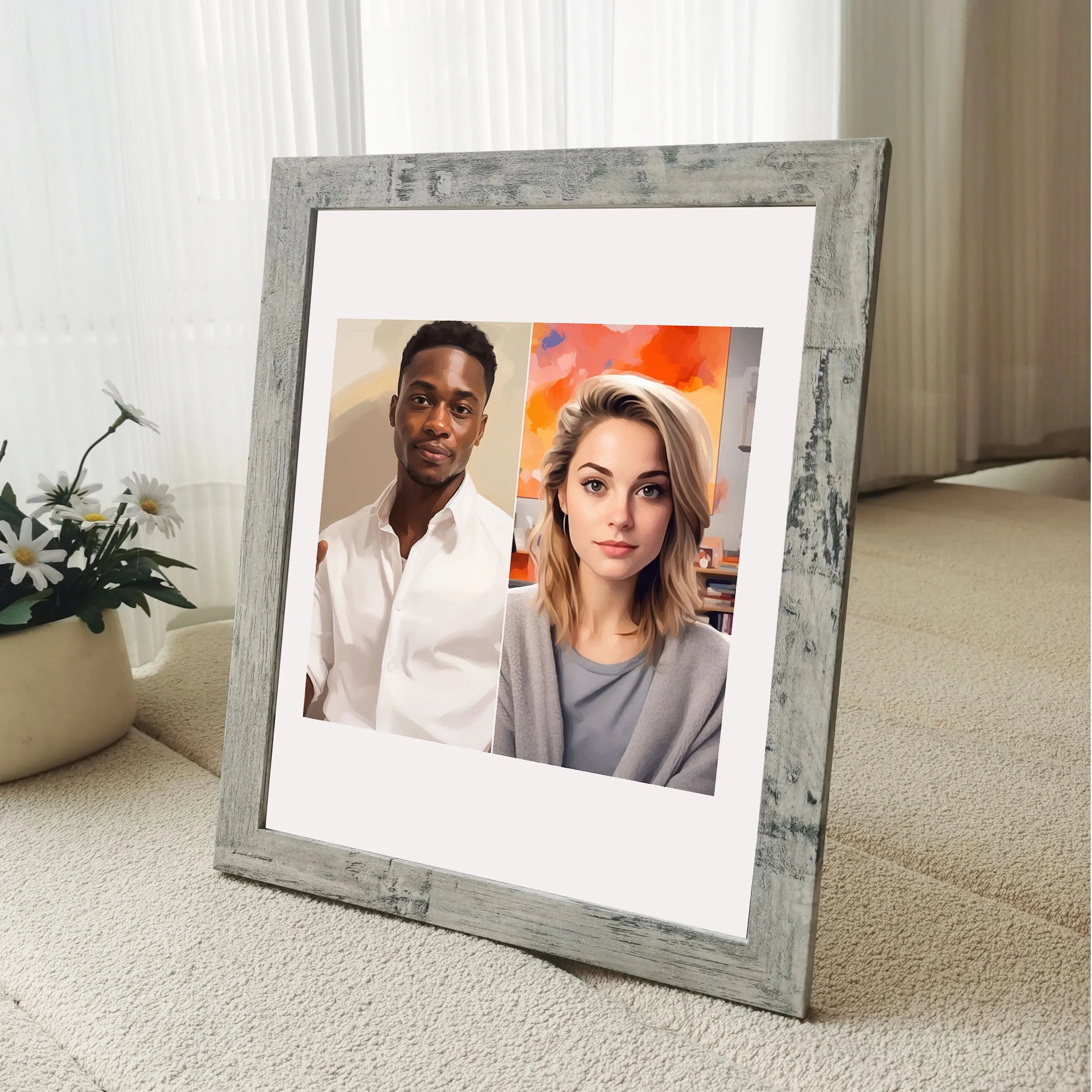 cadre photo personnalisé en bois vintage pour couple - vue 3 sur 9