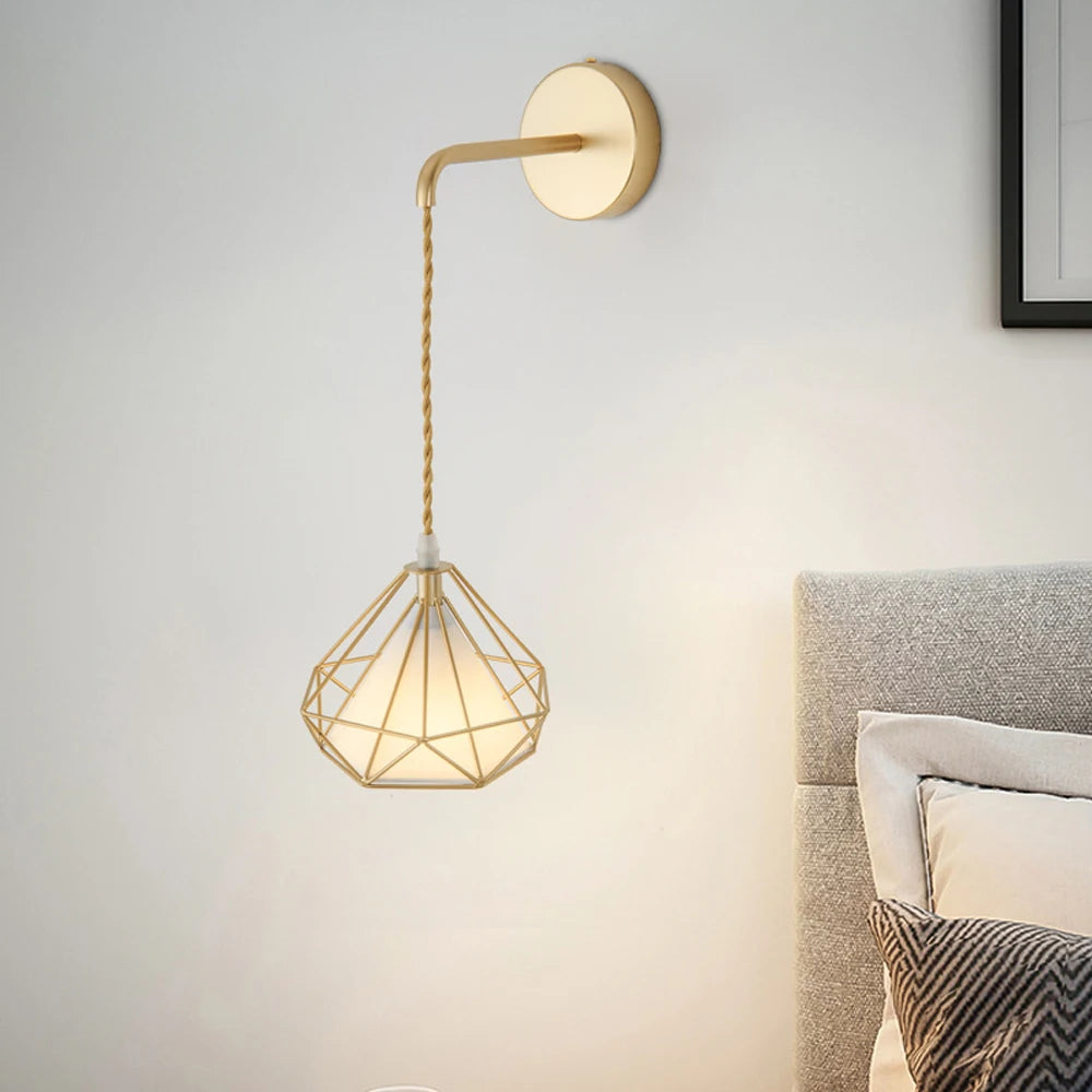 Modern nordic wall light with lampshade for bedroom and living room - vue 6 sur 7