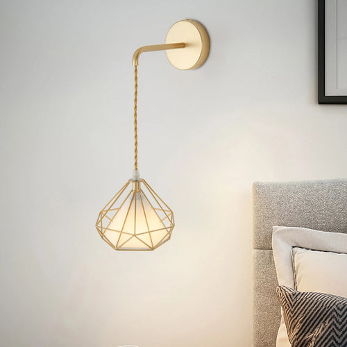Modern nordic wall light with lampshade for bedroom and living room - vue 7 sur 7