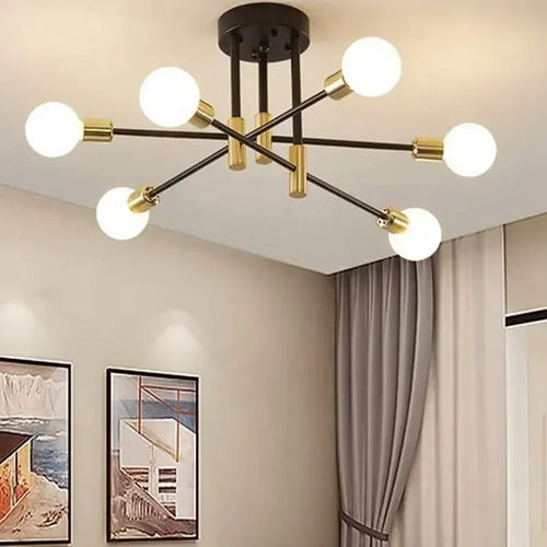 lustre led moderne semi-noir blanc or intérieur salon manger chambre - vue 7 sur 16