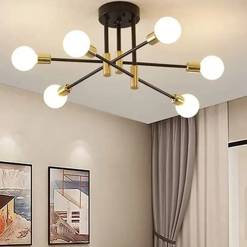 lustre led moderne semi-noir blanc or intérieur salon manger chambre - vue 6 sur 16