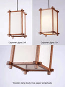 Vintage Asian zen wooden pendant light