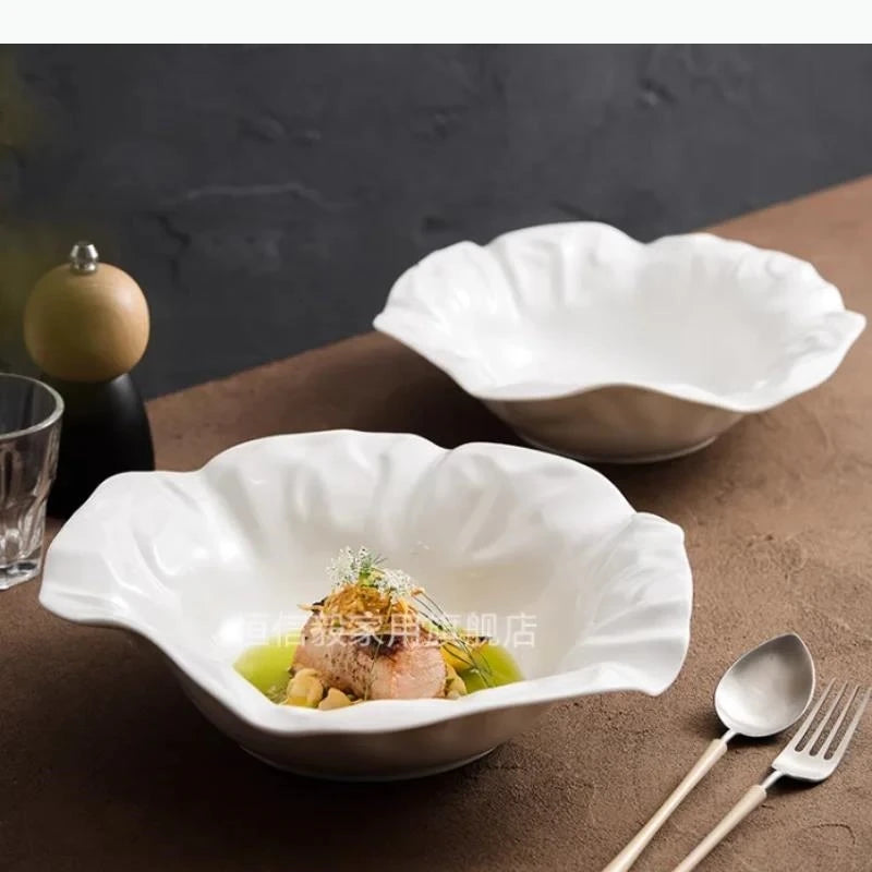 Assiette bol céramique plissée irrégulière style moderne