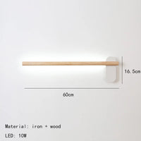 Adjustable nordic wood and metal minimalist wall light