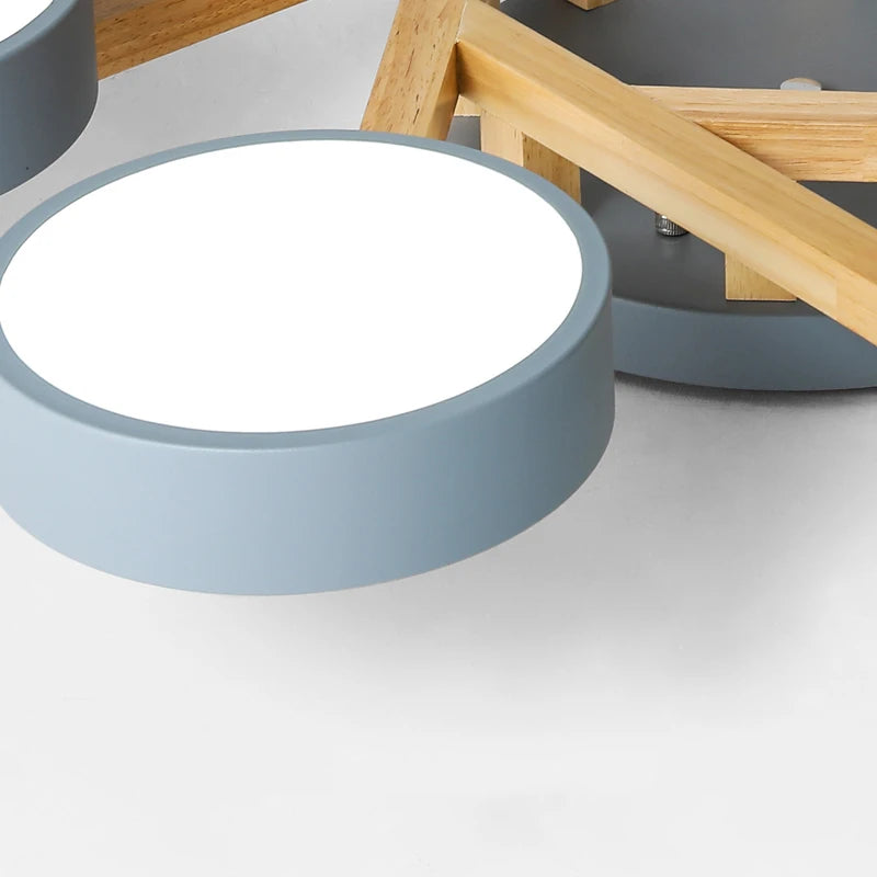lustre led style nordique moderne en bois massif - vue 7 sur 15