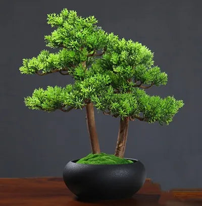 1PCS Simulated welcoming pine bonsai ornaments, pine bonsai desktop plant decorations, biomimetic small green plants