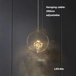 Art Deco crystal glass pendant light with LED lighting