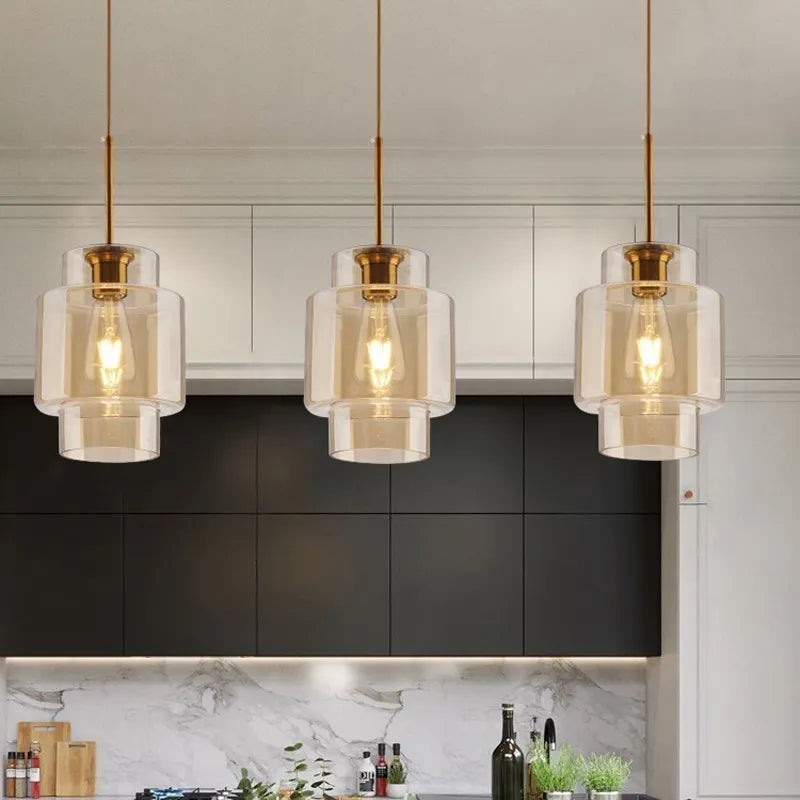 Minimalist nordic glass LED pendant light - vue 3 sur 26