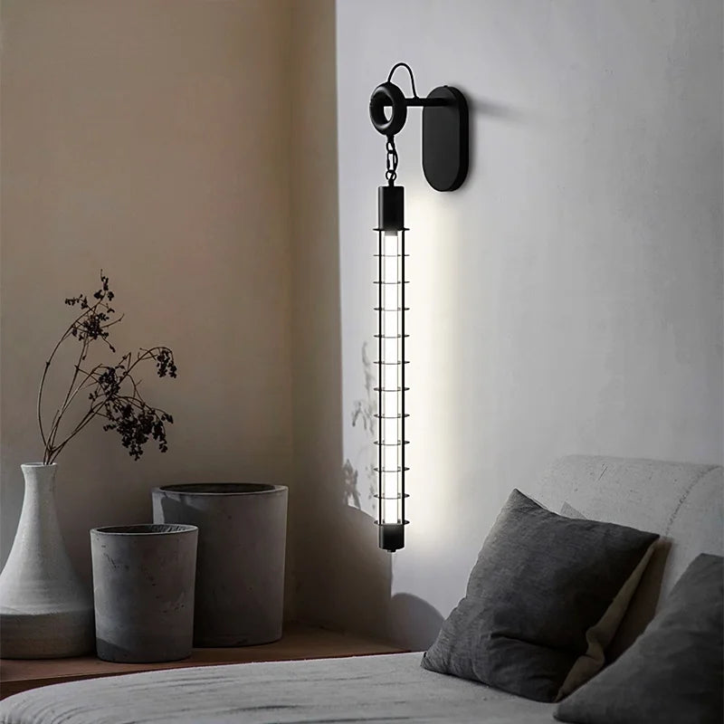 Applique murale led vintage industriel en fer avec chaîne créative