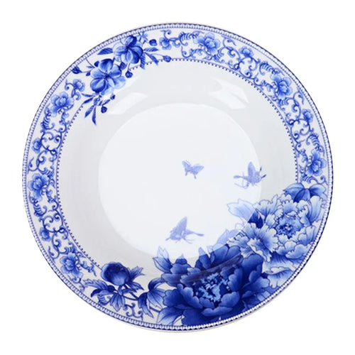 Assiettes porcelaine jingdezhen motif floral poisson 15 30