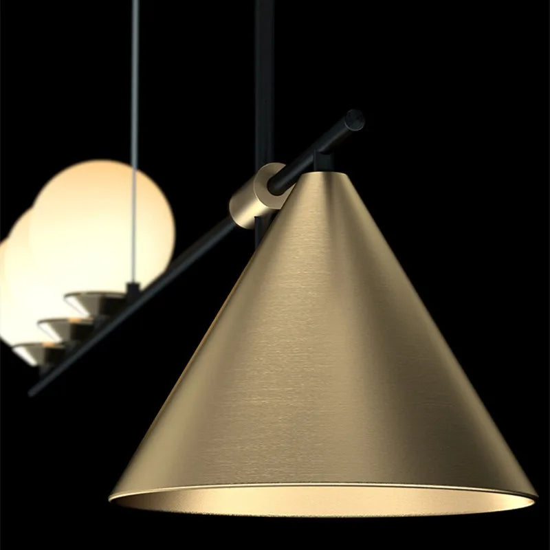 lustre industriel minimaliste en verre et led design - vue 6 sur 18