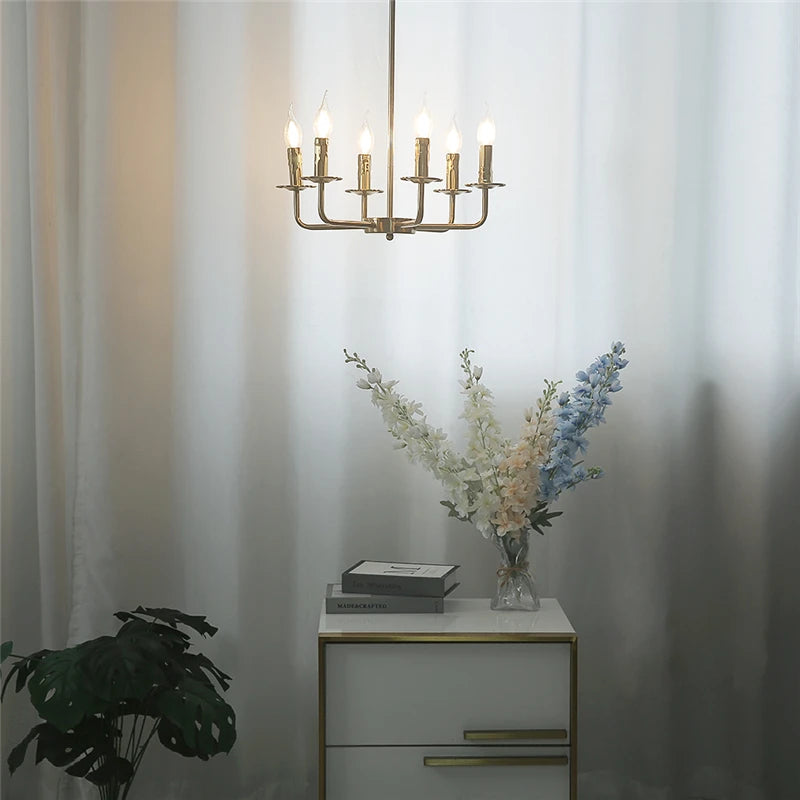 lustre moderne en fer design bougie à led créatif et luxueux - vue 4 sur 8