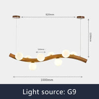 suspension luminaire en bois massif et verre simple