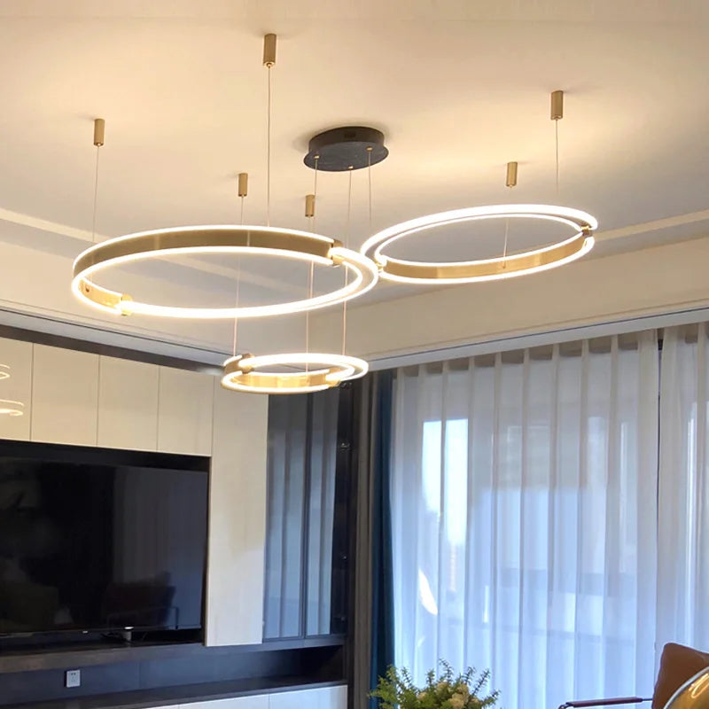lustre moderne en anneau design pour décoration intérieure - vue 4 sur 16