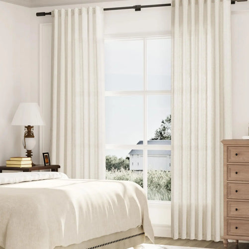 Voilage faux lin sur mesure extra long salon