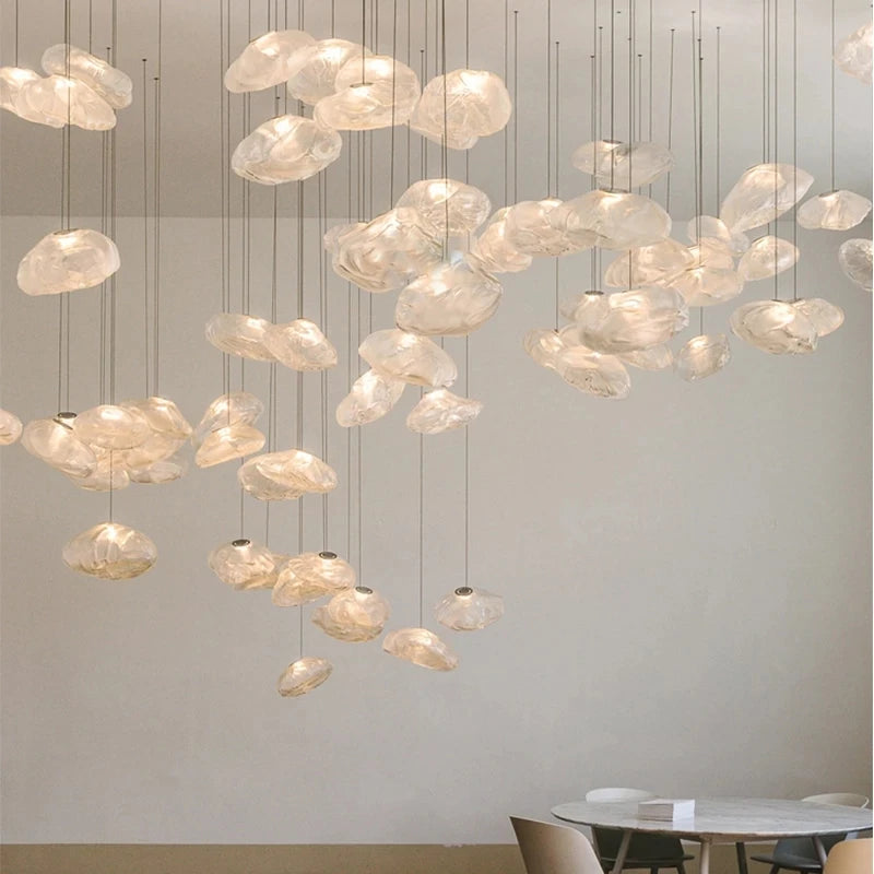 lustre moderne 	 en verre pour restaurant et magasin de vêtements - vue 7 sur 10