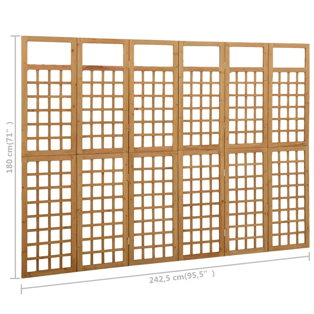 6-panel pine wood separation wall 242.5x180 cm - vue 6 sur 7