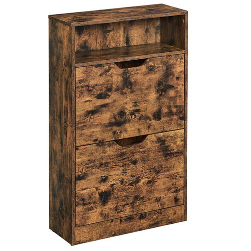 VASAGLE Shoe Cabinet with 2 Hinged Doors, Shoe Rack, Open Compartment, Adjustable Divider, 8-12 Pairs, for Small Entryway - vue 8 sur 8