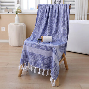 Turkish cotton beach towel with woven pattern